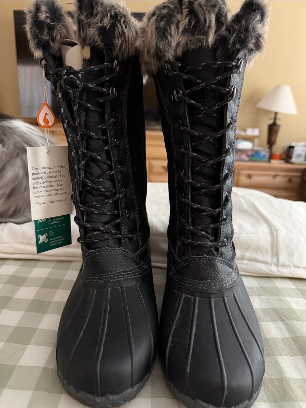 NWT Sporto Natasha Black Faux Fur Tall Winter Boots Size 9.5 M